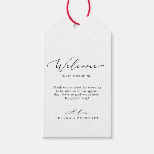 Geschikte zwarte kalligrafie Welkomstwoord Cadeaulabel (Voorkant)