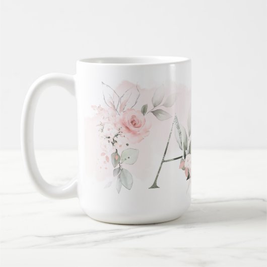 Geschikte zwarte roze monogram A Koffiemok (Links)