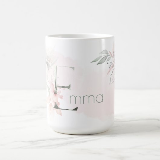 Geschikte zwarte roze monogram E Koffiemok (Center)