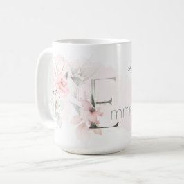 Geschikte zwarte roze monogram E Koffiemok