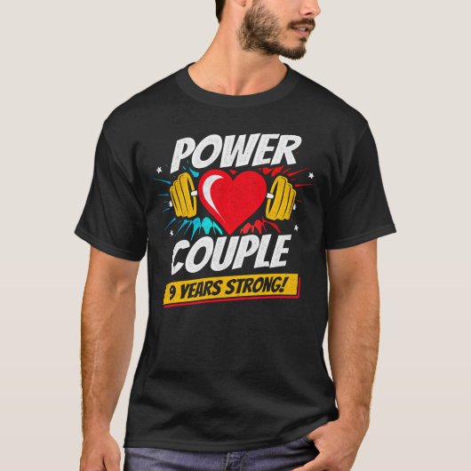 Geschiktheid Couple 9e Jubileum 9 jaar sterk T-shirt (Voorkant)