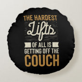 Geschiktheid Gym Workout Weightlift Quote Rond Kussen (Voorkant)