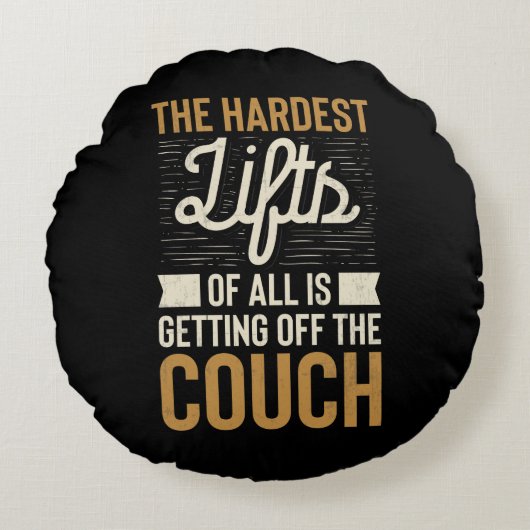 Geschiktheid Gym Workout Weightlift Quote Rond Kussen (Voorkant)