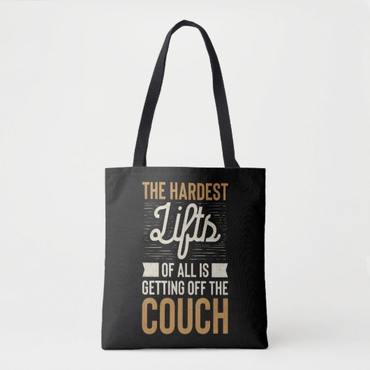 Geschiktheid Gym Workout Weightlift Quote Tote Bag (Voorkant)
