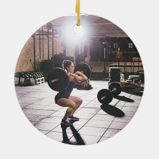 Geschiktheid voor Weightlifter barbell 2022 foto m Keramisch Ornament (Achterkant)