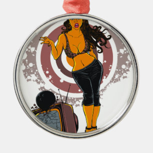 Geschiktheid vrouwen werken met tv Bowling Black Metalen Ornament