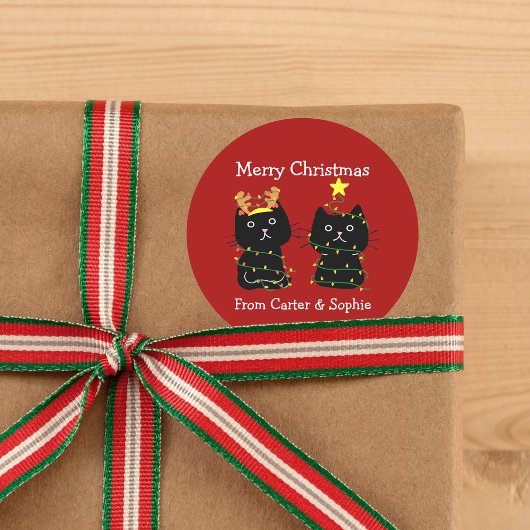 Geschil met kerstverlichting voor twee kratten, aa ronde sticker