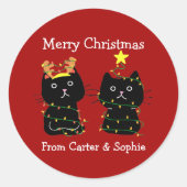 Geschil met kerstverlichting voor twee kratten, aa ronde sticker (Voorkant)