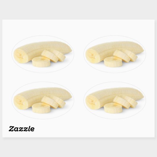 Geschilde en gesneden banaan ovale sticker (Vel)