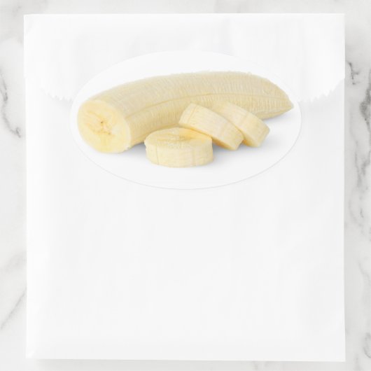 Geschilde en gesneden banaan ovale sticker (Tas)