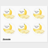 Geschilde en gesneden banaan ronde sticker (Vel)