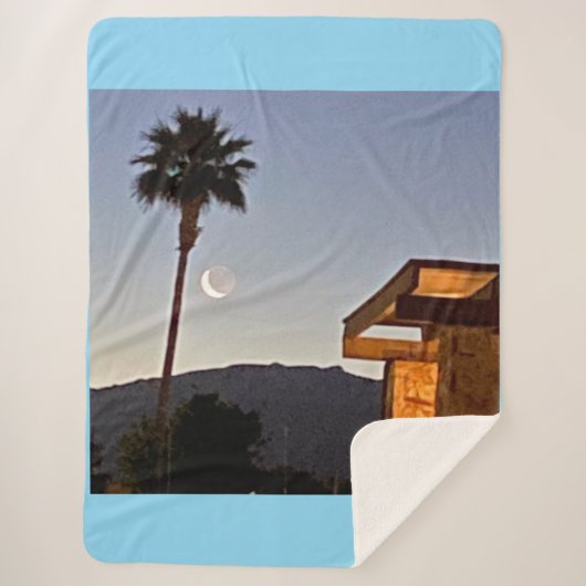 Geschilde Maan 🌙 En Palmboom 🌴 Sherpa Deken (Voorkant)