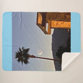 Geschilde Maan 🌙 En Palmboom 🌴 Sherpa Deken (Voorkant (horizontaal))