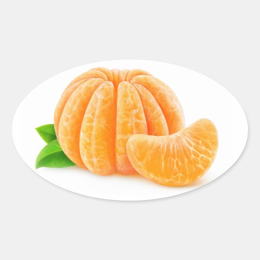 Geschilde tangerine ovale sticker (Voorkant)