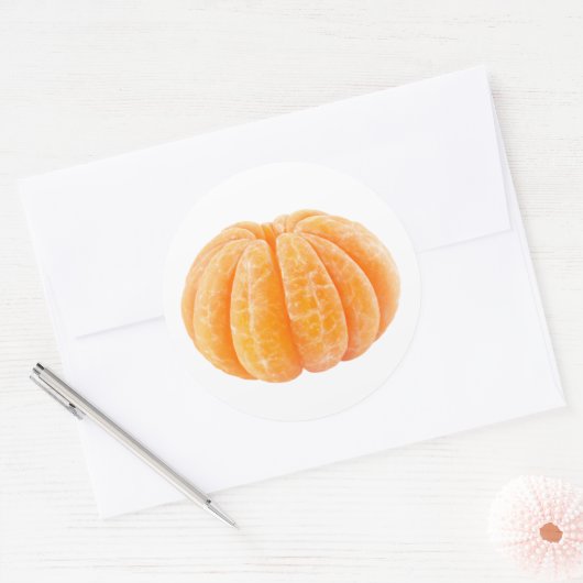 Geschilde tangerine ronde sticker (Envelop)