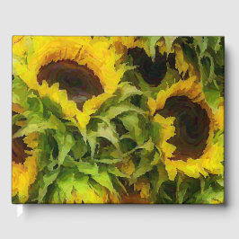 geschilde zonnebloemen gastenboek