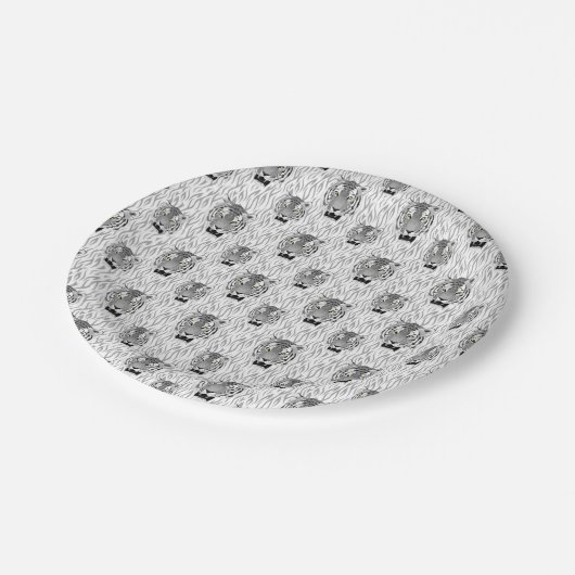 Geschilde zwarte en witte tijgerzijde met strepen papieren bordje (Gekanteld)