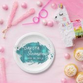 Geschilderd Afstudeerder | Blauwgroen Splatter Bru Papieren Bordje (Feest)