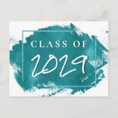 Geschilderd Afstudeerder | Blauwgroen Splatter Bru Uitnodiging Briefkaart (Voorkant)