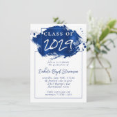 Geschilderd Afstudeerder | Blue Splatter Brushstro Kaart (Staand voorkant)