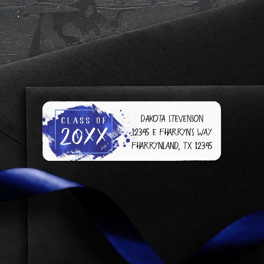 Geschilderd Afstudeerder | Retouradres blauwe verf Etiket