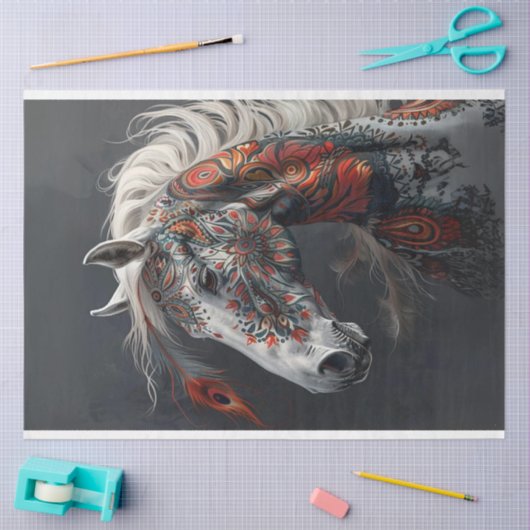 Geschilderd Amerikaans Indisch Paard Decoupage Tissuepapier (Craft)