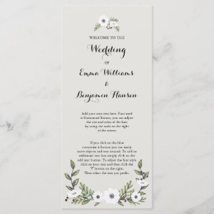 Geschilderd Anemones Trouwprogramma Programmakaart