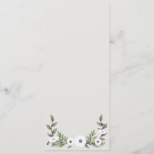 Geschilderd Anemones Trouwprogramma Programmakaart (Achterkant)