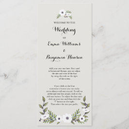 Geschilderd Anemones Trouwprogramma Programmakaart