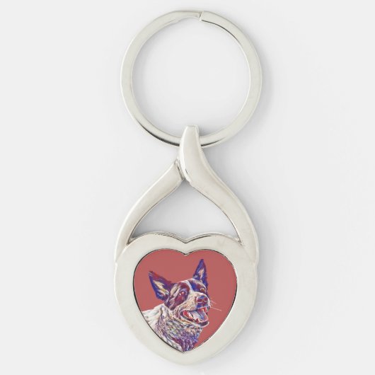 Geschilderd Australian Cattle Dog Sleutelhanger (Voorkant)