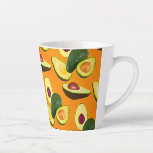Geschilderd Avocado Patroon Latte Mok (Rechts)