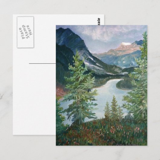 Geschilderd berglandschap briefkaart (Voorkant / Achterkant)