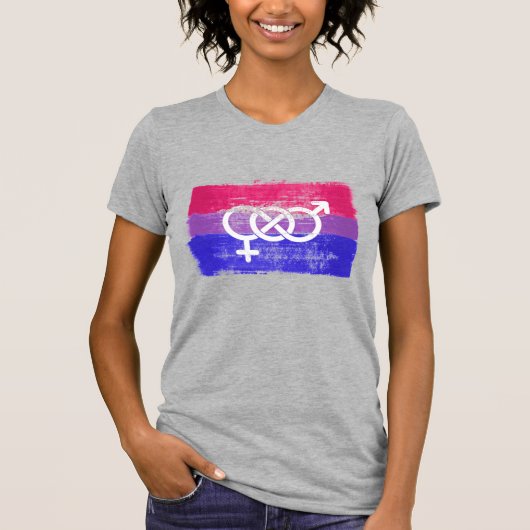 GESCHILDERD BISEKSUEEL SYMBOOL PRIDE VLAG T-SHIRT (Voorkant)