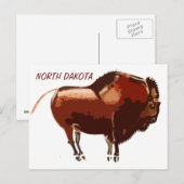 geschilderd bizon briefkaart North Dakota (Voorkant / Achterkant)