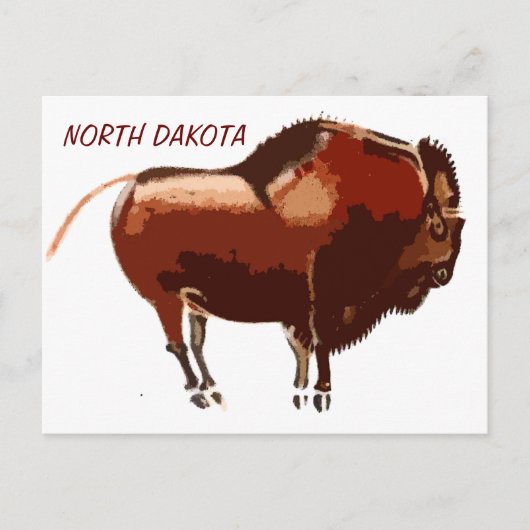 geschilderd bizon briefkaart North Dakota (Voorkant)