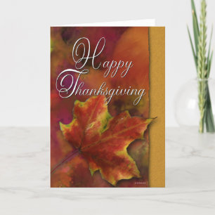 Geschilderd blad op Gold-Thanksgiving Feestdagen Kaart