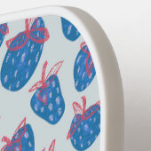 Geschilderd Blauw Aardbeien Pickleball Paddle (Links Detail)