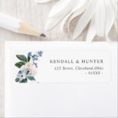 geschilderd blauw en groen bloemadres etiket (Insitu)