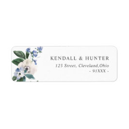 geschilderd blauw en groen bloemadres etiket