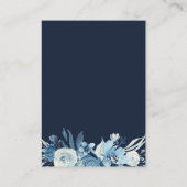 Geschilderd blauw floral huwelijkscadeaus kaart (Achterkant)