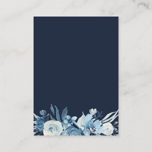 Geschilderd blauw floral huwelijkscadeaus kaart (Achterkant)