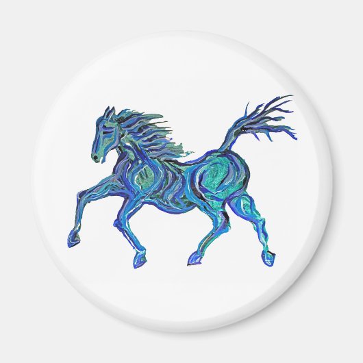 Geschilderd Blauw Paard Magneet (Voorkant)