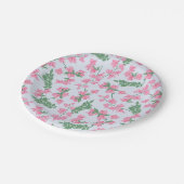 Geschilderd Blauw Roze en Groene Kust Bloemenwijne Papieren Bordje (Gekanteld)