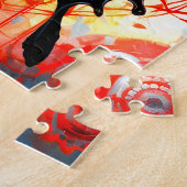 Geschilderd Blauwe Vlinder met Gear Achtergrond. Legpuzzel (Zijkant)