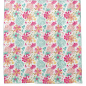 Geschilderd Bloemen Pastel Vrouwelijk Bloemen Patr Douchegordijn (Voorkant)