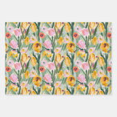 Geschilderd Bloemen Tulp & Zonnebloem Wrapping Pap Inpakpapier Vel (Voorkant)