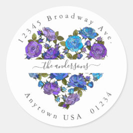 Geschilderd bloemenhart; retour adres envelop afdi ronde sticker