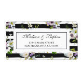 Geschilderd bloemig gestreept patroon - Bruiloft Etiket (Voorkant)