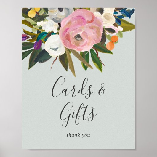 Geschilderd Bloemkaarten en Cadeaus Bord Poster (Voorkant)