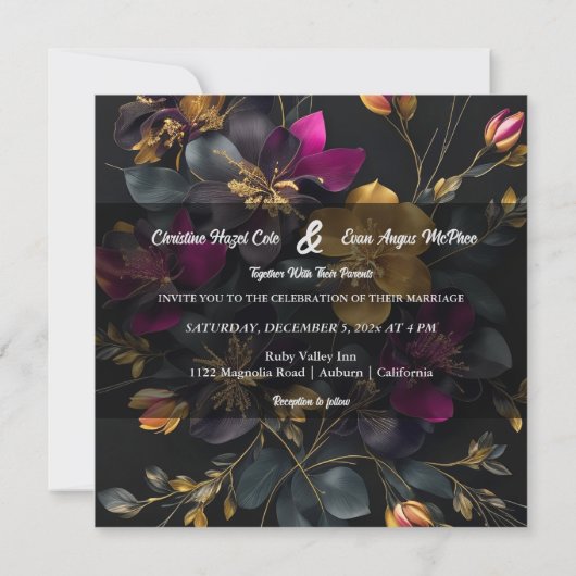 Geschilderd boeket bruiloft uitnodiging (Achterkant)